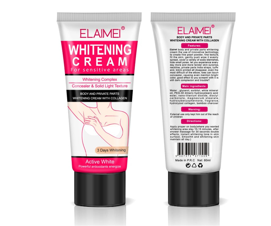 Two tubes of Elaimei Whitening Cream on a white background
