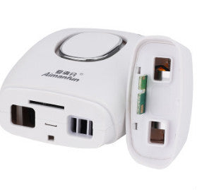 White electronic device with multiple ports on a white background