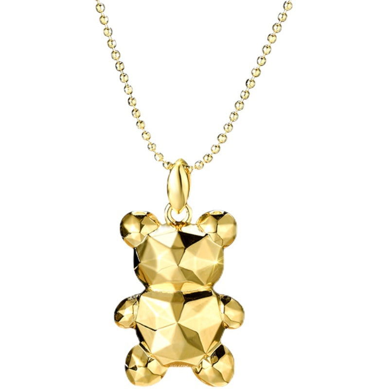 18K Gold Women's Bear Pendant – Elegant Self-Use Charm