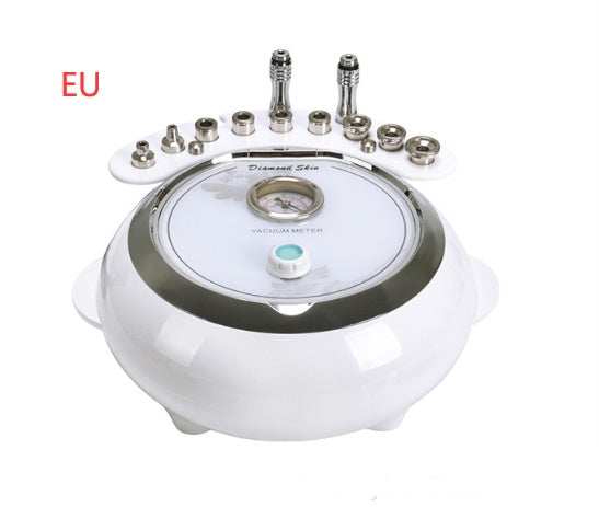 White device with metallic attachments on a white background, labeled 'EU'.