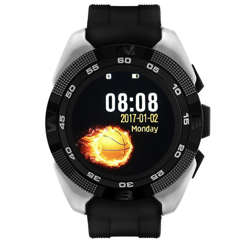 Smartwatch with a basketball-themed display on a white background