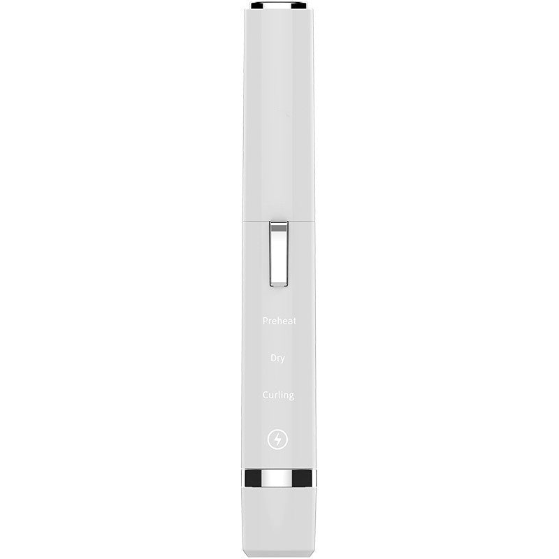 White handheld device with labeled functions on a white background