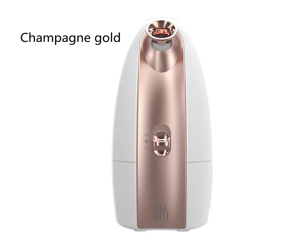 White and rose gold device with 'MHS' branding on a white background, labeled 'Champagne gold'.