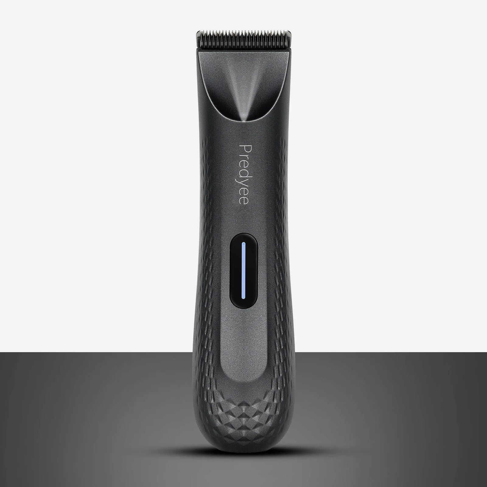 Black hair trimmer with 'Pudyee' branding on a gradient background