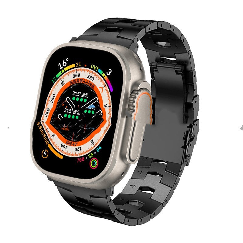 Smartwatch with a black metal band on a white background