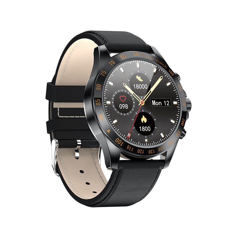 Smartwatch with black strap on a white background