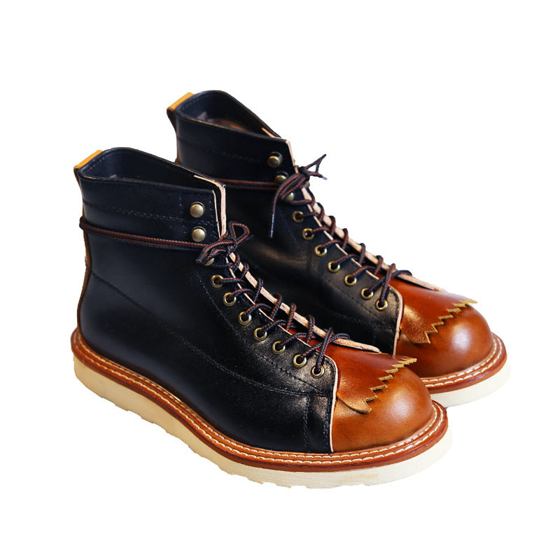 Men’s American Retro Thick Sole High-Top Leather Boots