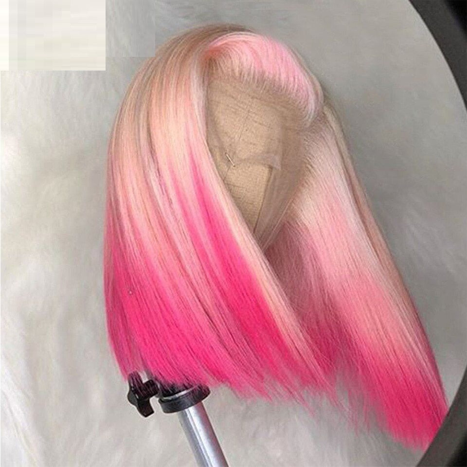 Pink hair color swatch on a white background