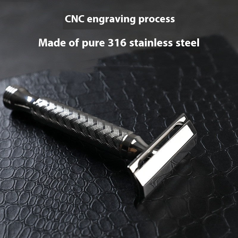 Men's Manual Stainless Steel Double-Edged Shaver, Silver