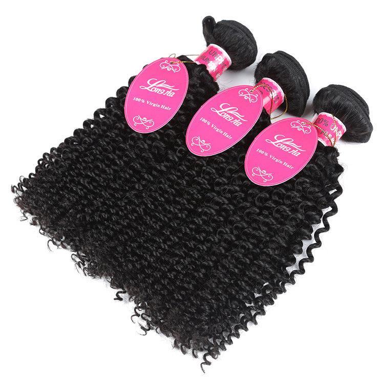 10A Deep Curly Brazilian Human Hair Bundles Weave in natural 1B color, 8-24 inches, 100g each bundle.