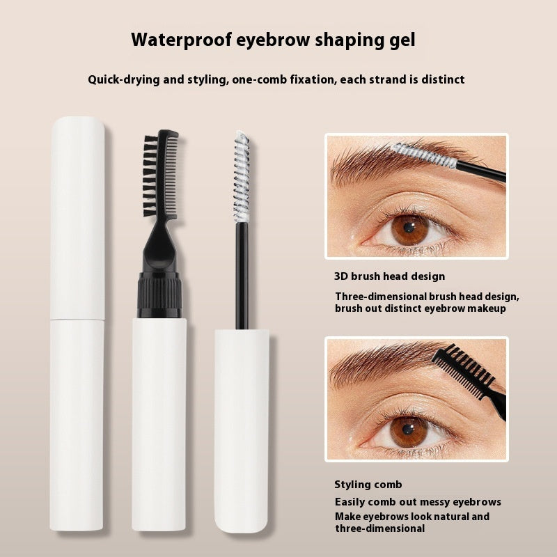 Eyebrow grooming kit with comb and gel on a beige background