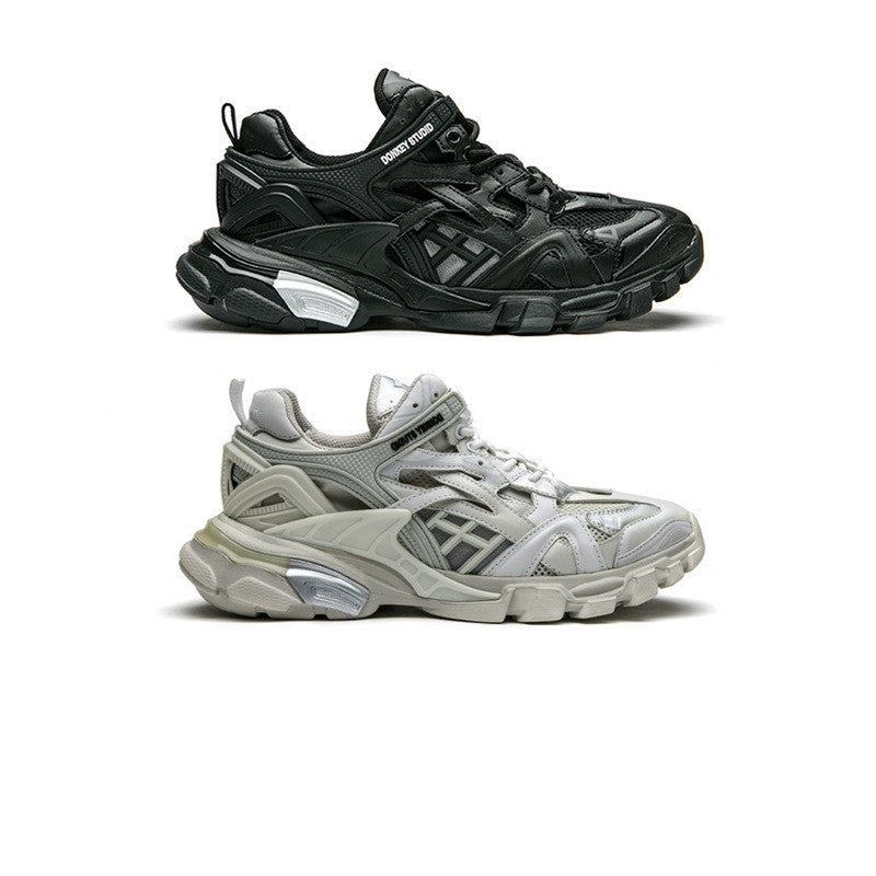 Black and gray sneakers on a white background