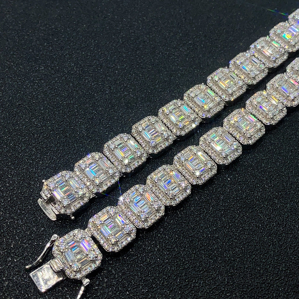 Silver bracelet with gemstones on a black background
