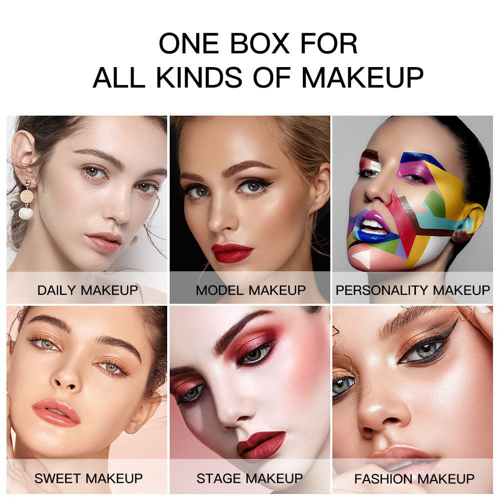 Collage of women with different makeup styles labeled 'Daily Makeup', 'Model Makeup', 'Personality Makeup', 'Sweet Makeup', 'Stage Makeup', and 'Fashion Makeup'.