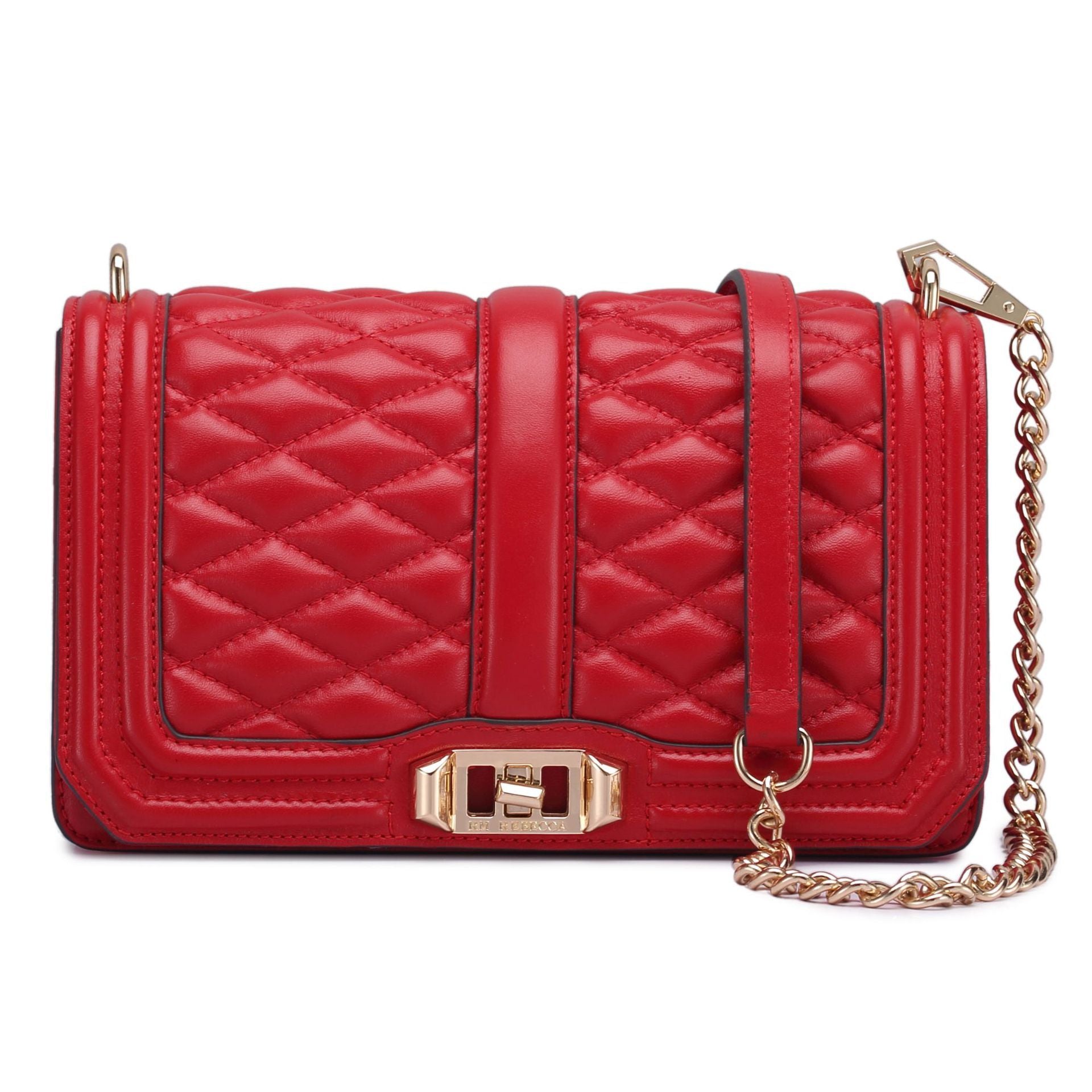 Women's Rhombic Chain Shoulder Bag, First Layer Cowhide