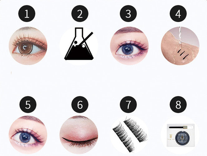 Illustrations of eye-related products and symbols on a white background
