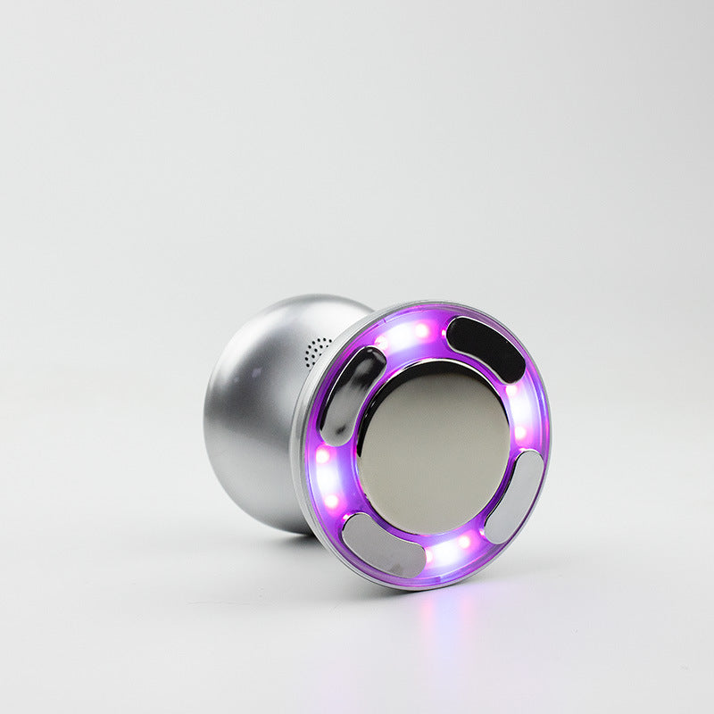 Silver and purple electronic device on a white background