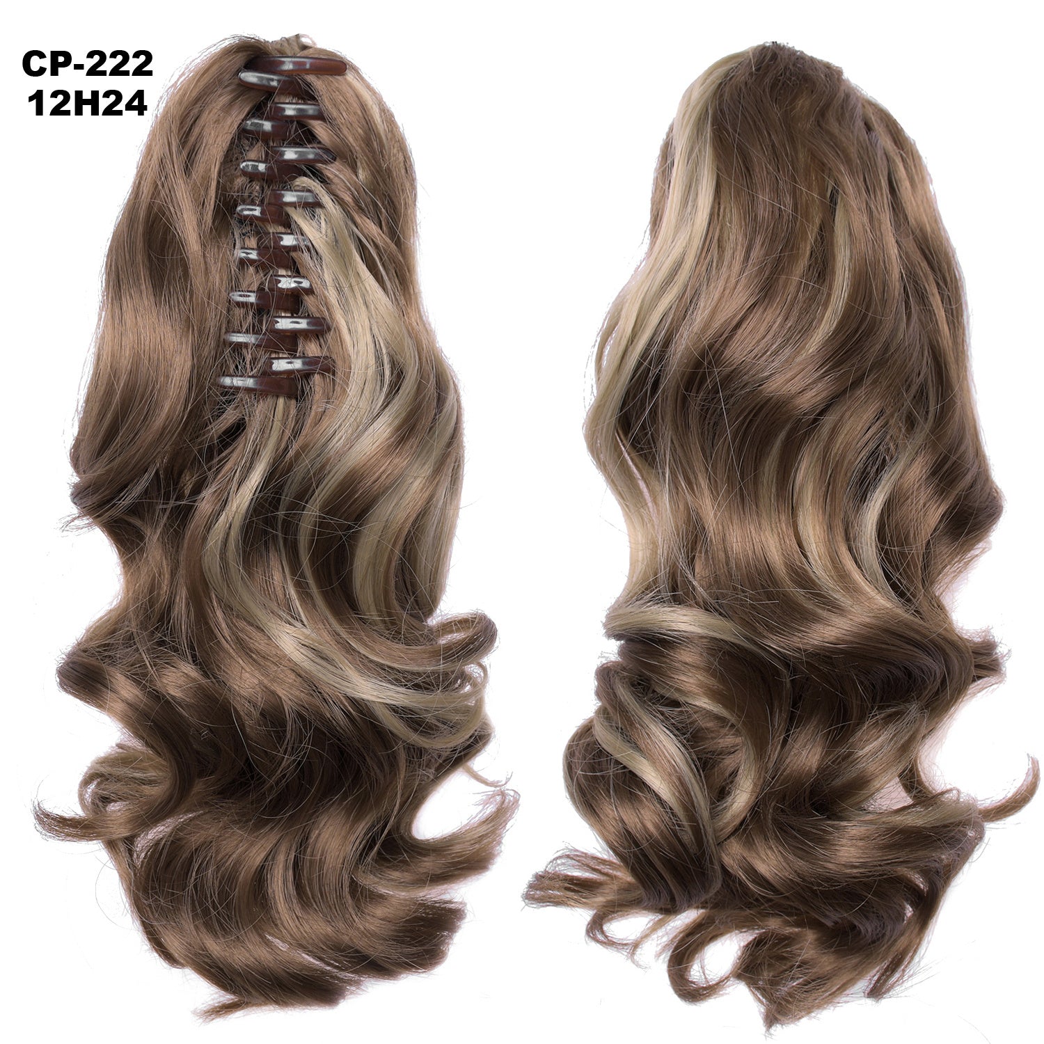 Brown hair extension with wavy style on a white background