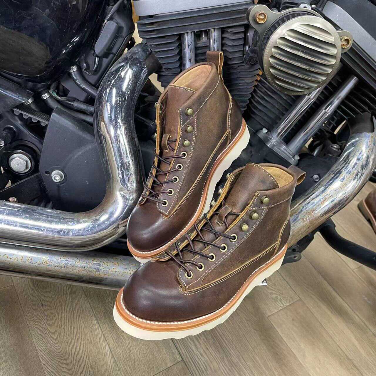 Men’s Retro High-Top Crazy Horse Leather Work Boots