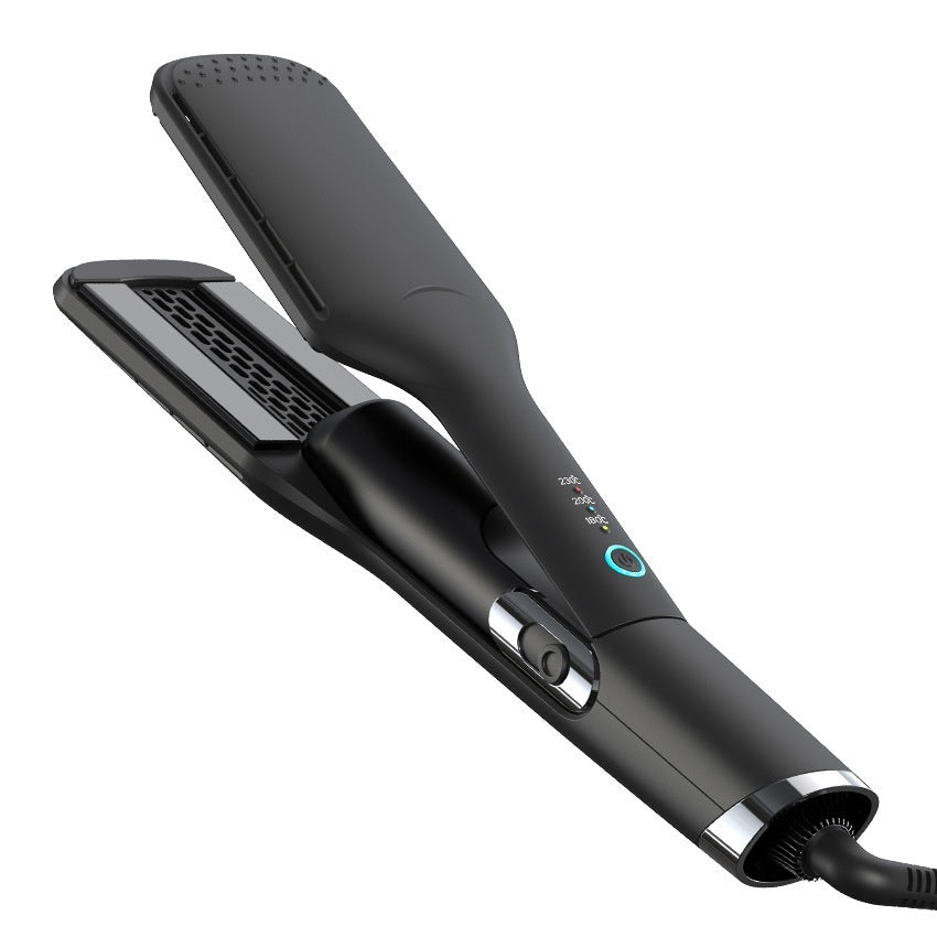 Black hair straightener on a white background