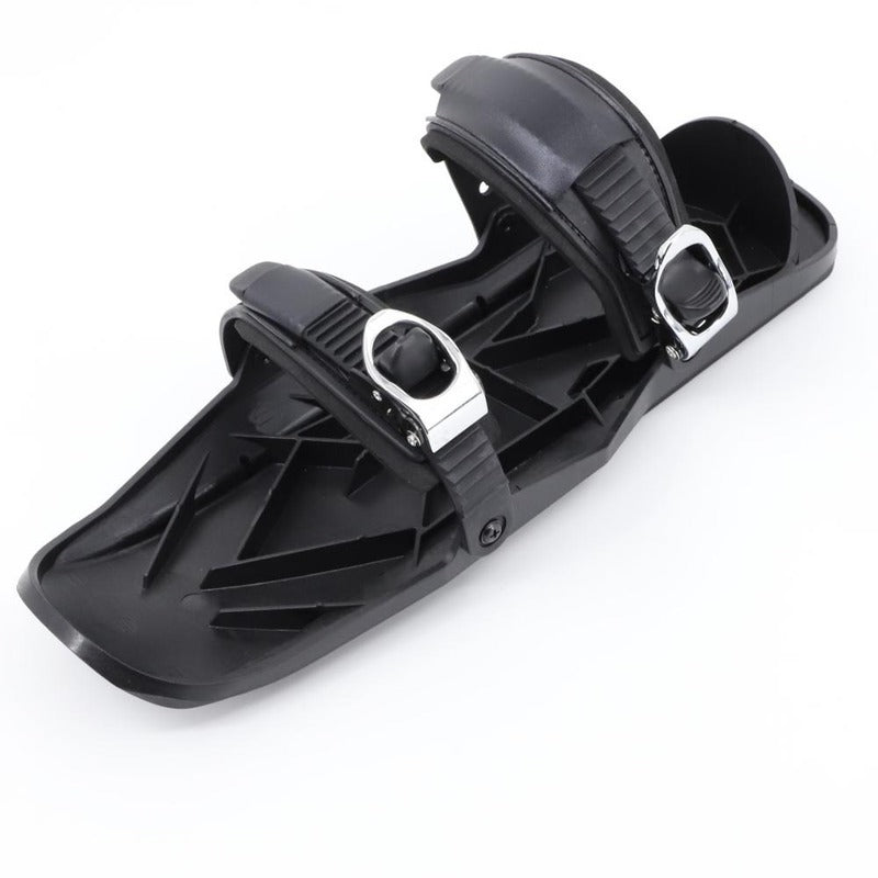 Black snowshoe binding on a white background