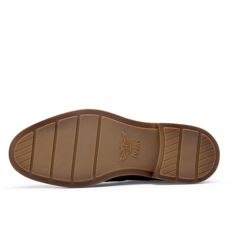 Brown shoe sole with a brand logo on a white background