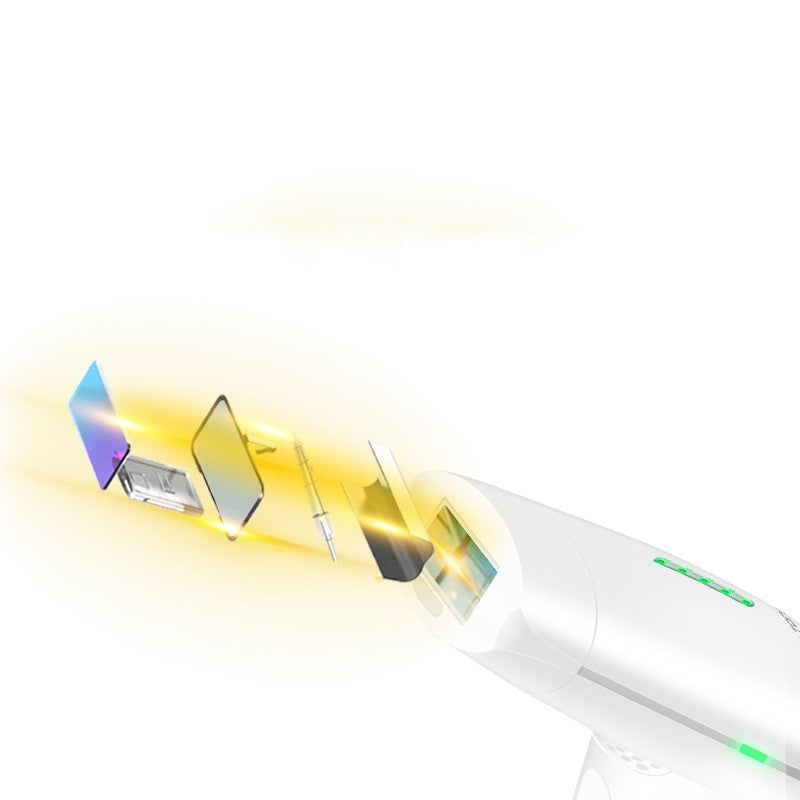 White electronic device with colorful display on a white background
