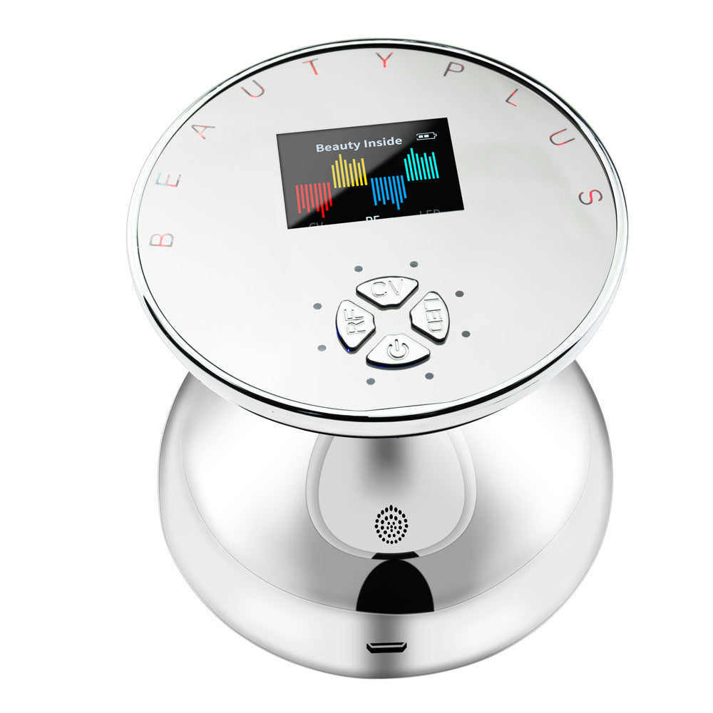 Beauty device with digital display on a white background