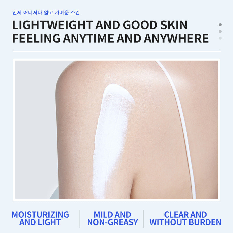 Product application on skin with text highlighting features