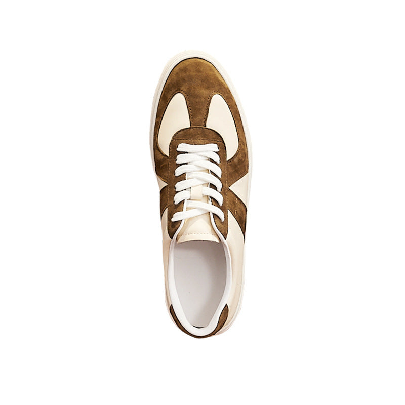 Brown and white sneaker on a white background