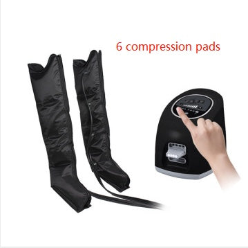Black compression boots with a control device on a white background