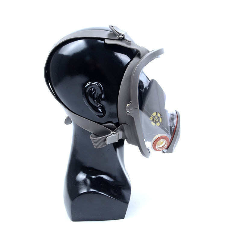 Black and silver helmet on a white background