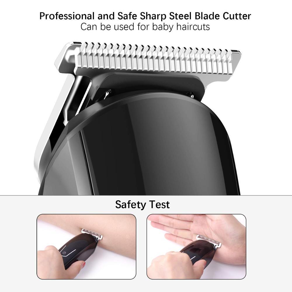Hair clipper with safety test images on a white background