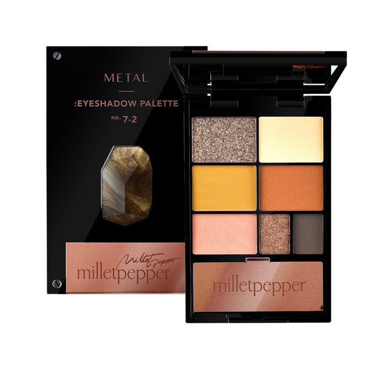 Milletpepper eyeshadow palette with open lid showing colors and closed lid.