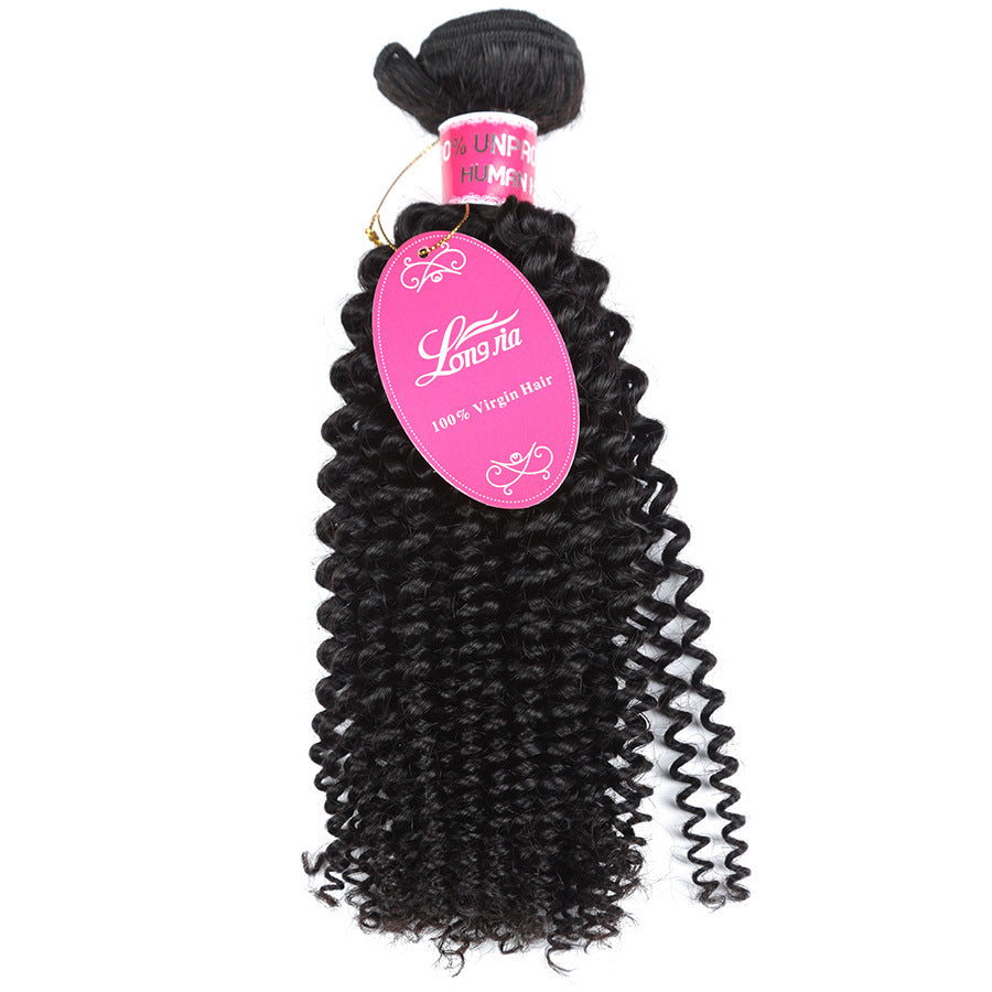 10A Deep Curly Brazilian Human Hair Bundles Weave in natural 1B color with tight deep curls and 100g weight each bundle