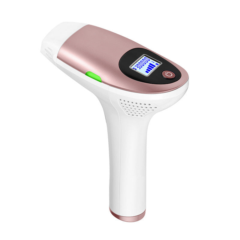 White and rose gold laser hair removal device on a white background