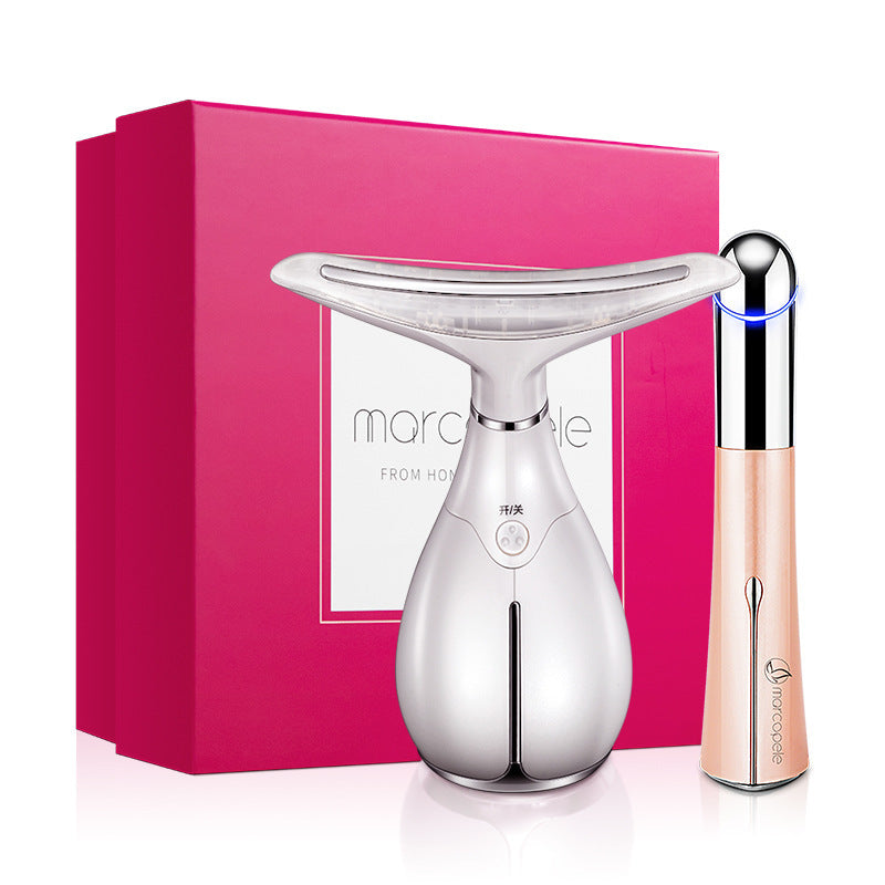 Beauty device with pink packaging on a white background