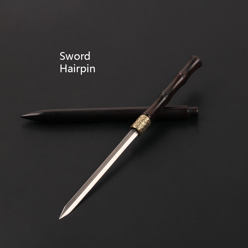 Sword hairpin on a black background with 'Sword Hairpin' text.