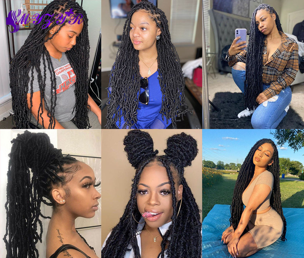 Collage of a woman with styled hair in various settings