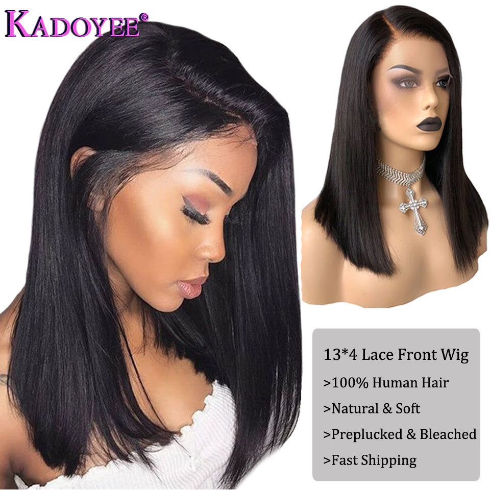 KADOYEE lace front wig on a mannequin head with product details.