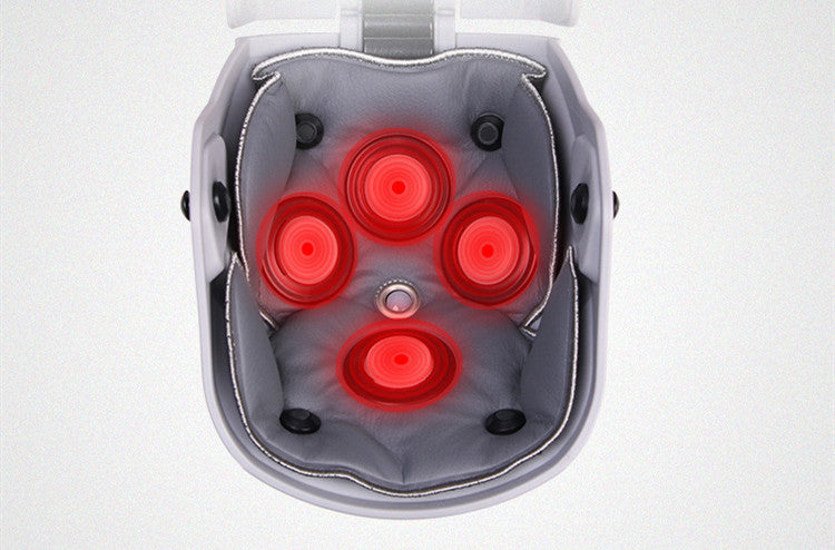 Close-up of a device with red lights on a white background