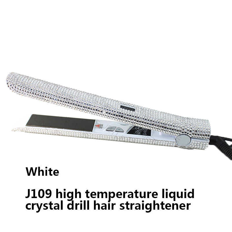 White high-temperature liquid crystal drill hair straightener on a white background