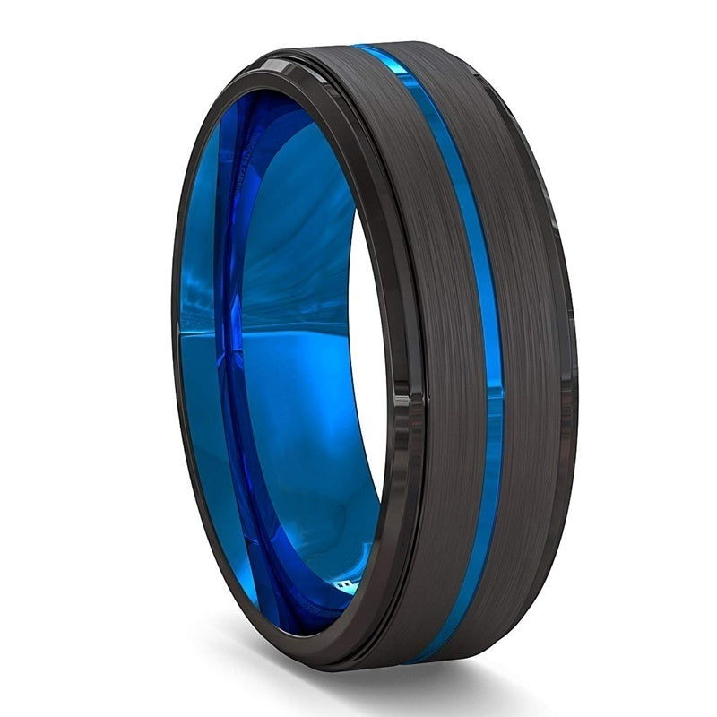 Black and blue ring on a white background