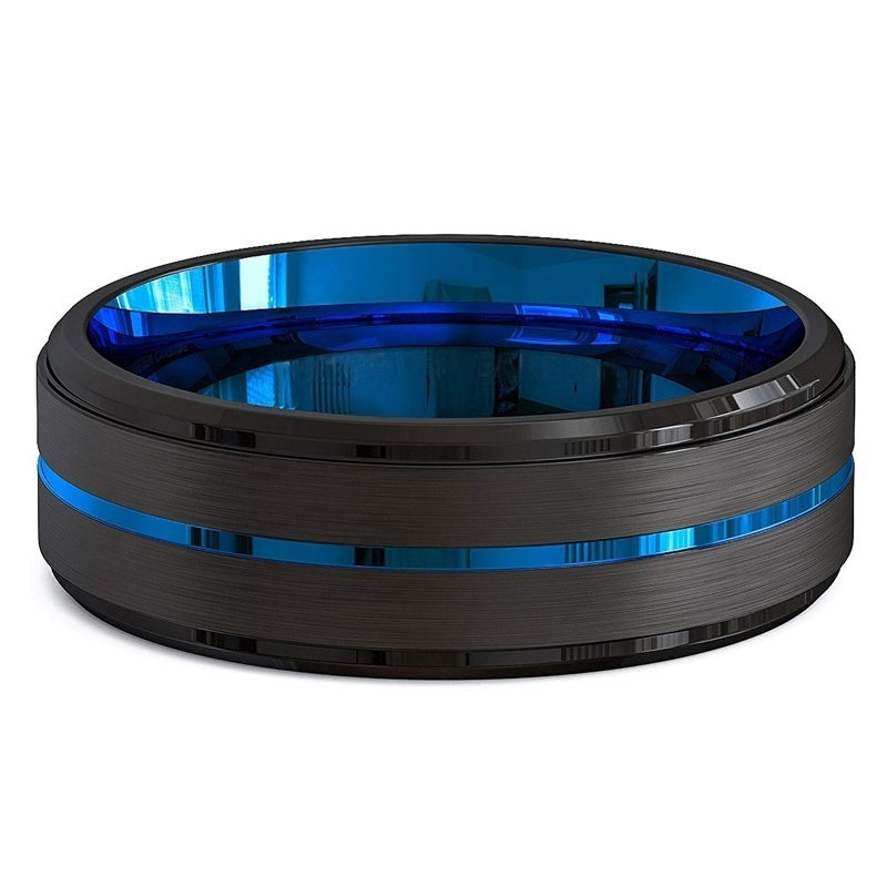 Black ring with blue interior on a white background