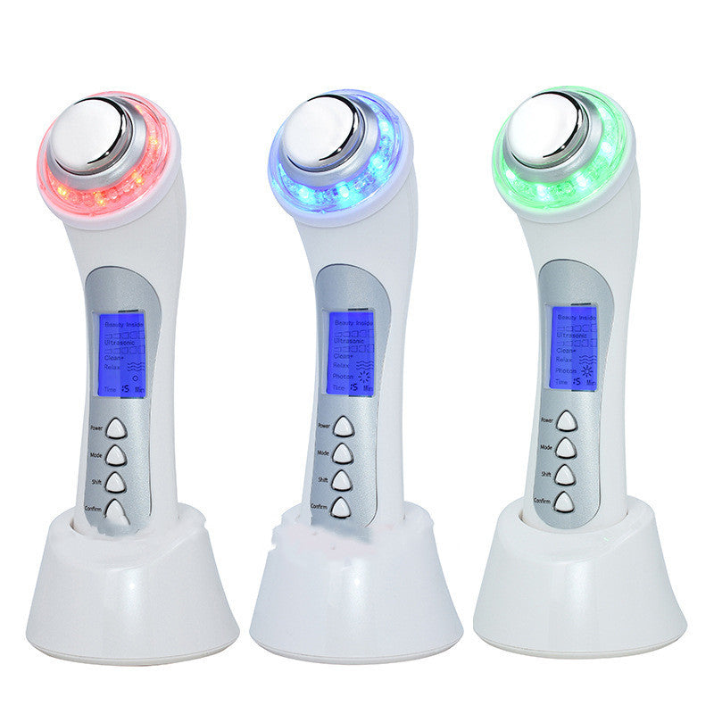 Three electronic devices with LED lights and digital displays on a white background