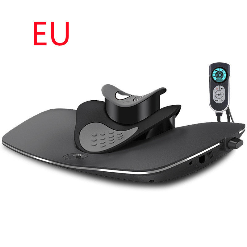 Black electronic device with a remote control on a white background, labeled 'EU'.