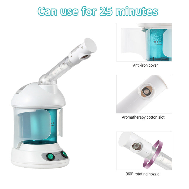 White facial steamer with features highlighted on a white background