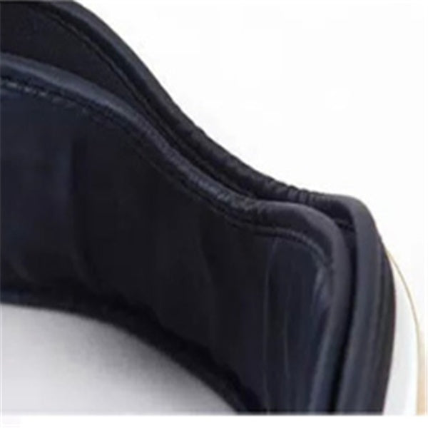 Close-up of a dark blue fabric with a white border on a white background