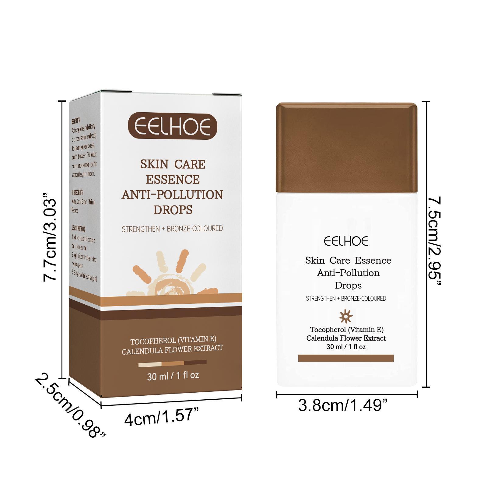 Eelhoe skin care essence packaging with dimensions on a white background