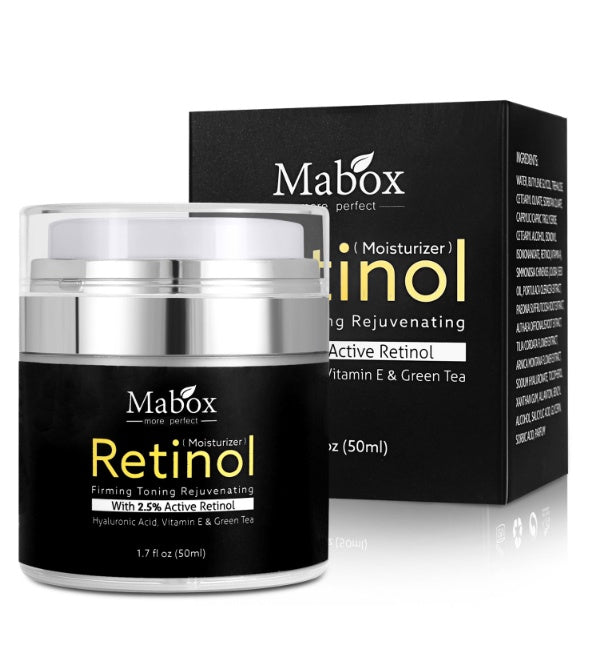 Mabox Retinol skincare product with packaging on a white background